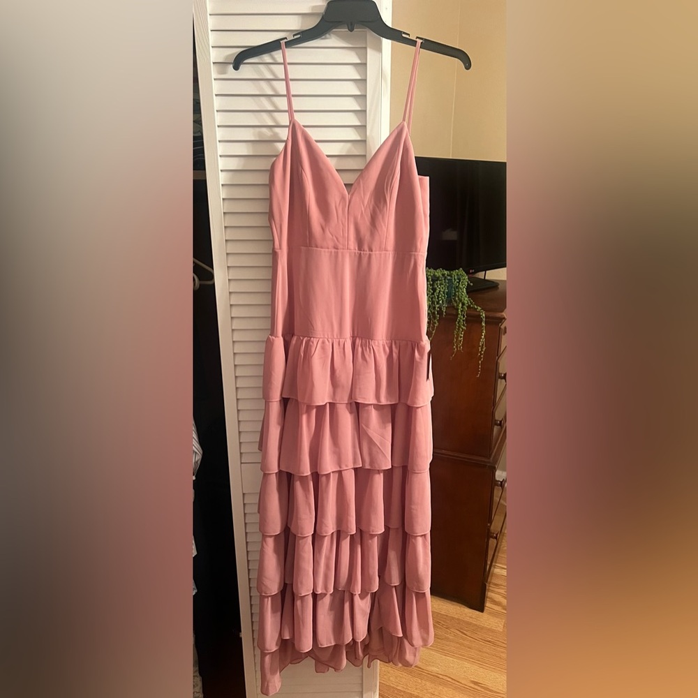 Maxi Pink Ruffled Dress